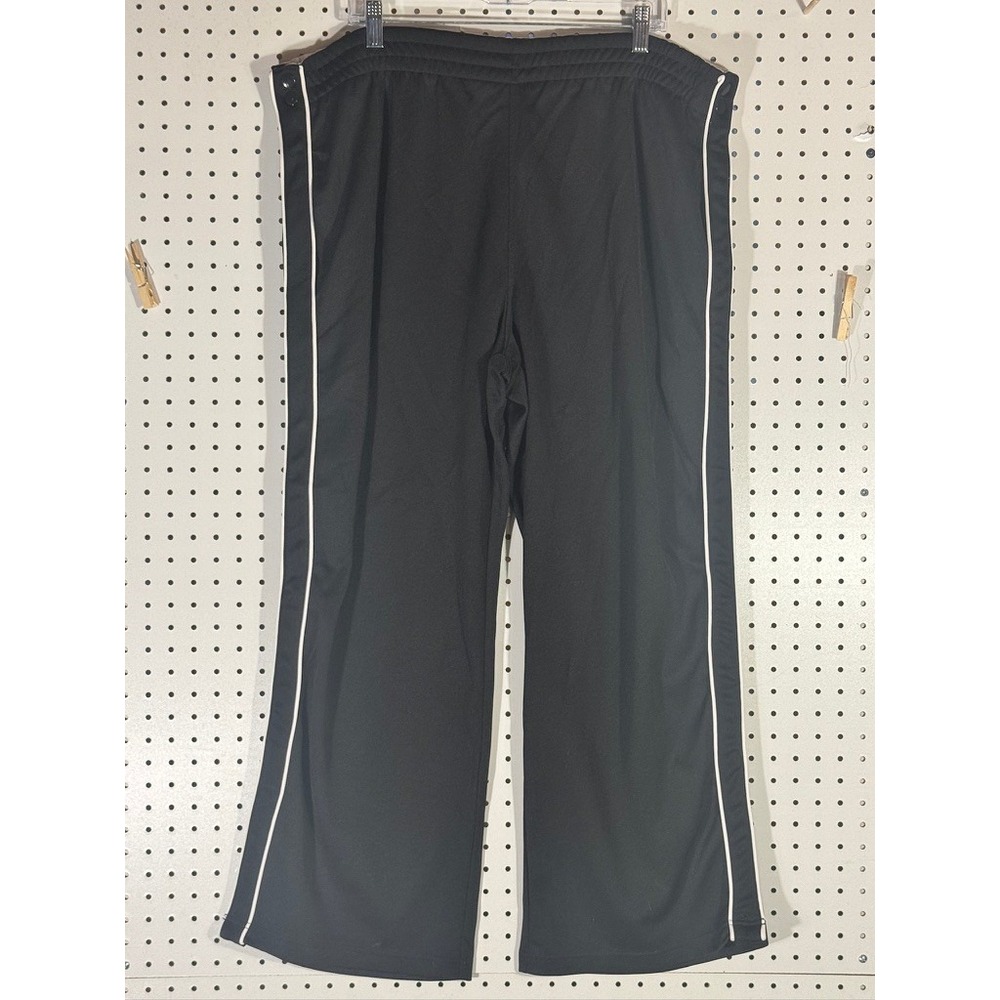 Finish Line Mens XL Black Track Pants White Side Stripe Snap Ankle Athletic XL
